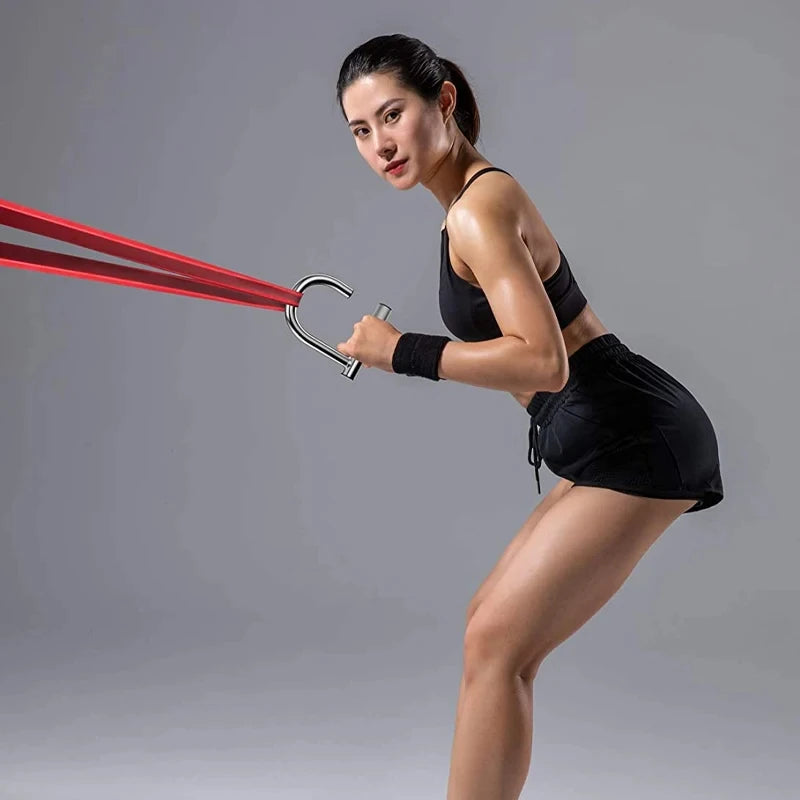 Metal Resistance Bands Handles Knurled Surface Chin Up Handle Professional Workout Band Grips Gym Handle for Pull Up Heavy Duty