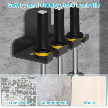 Vertical Barbell Storage Rack Interspaced Easy To Install Steel Coated Wall Barbell Holder With Rubber Pad Sturdy Space Saving