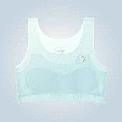2024 Bra For Teenager Girls New Student Girl Development Period Bra No Steel Ring Girl Sports Tube Top Solid Color Training Bra