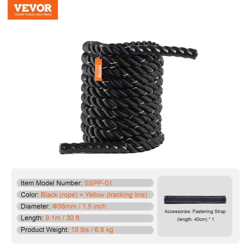Battle Rope 15inch Heavy Duty 30ft Gym Work out FitnessTraining Equipment