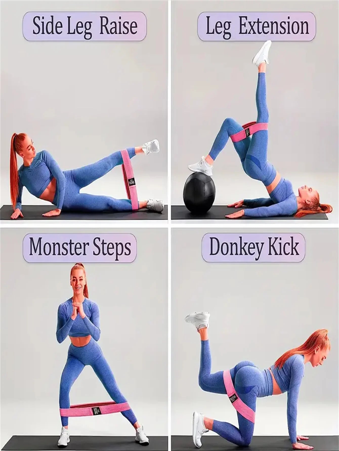 Pilates Yoga Elastic Resistance Bands, Exercise Stretch Flex Band For Booty Legs Workout