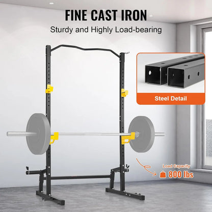 Squat Stand Power Rack,Multi-Functional Power Rack with Pull up Bar, Hook, and Weight Plate Storage Attachment, Adjustable Power