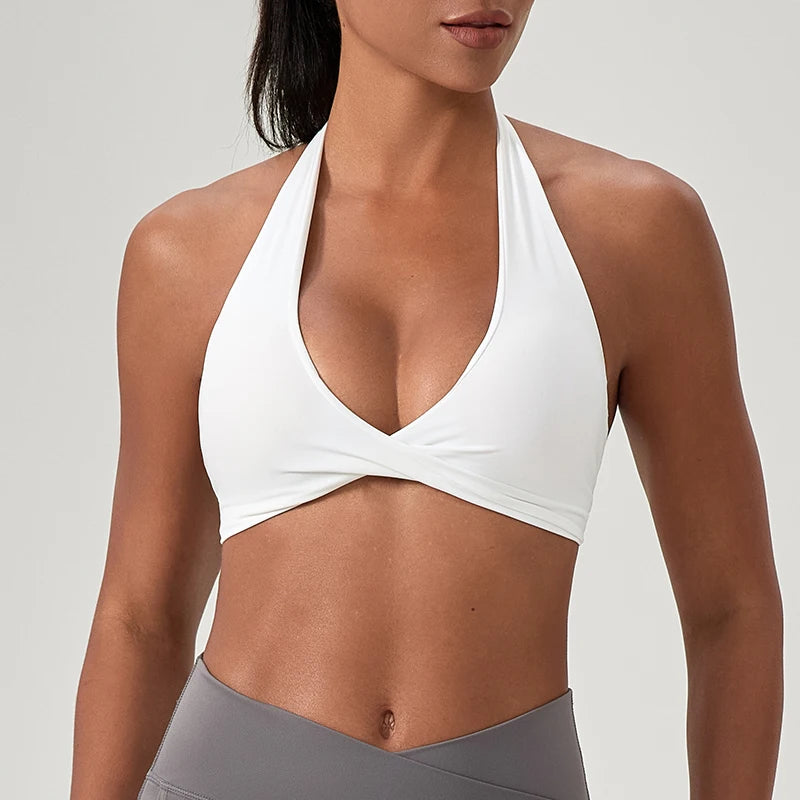 Sports Yoga Bra for Women Halter Neck with Stylish Back Design Sexy Gym Bra for Running Fitness Sports Bras