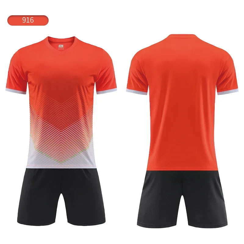 Custom Soccer Uniforms Football Training Clothing Adults Kid Clothes Short Sleeve Printing Men Boys Soccer Clothes Sets Jls916