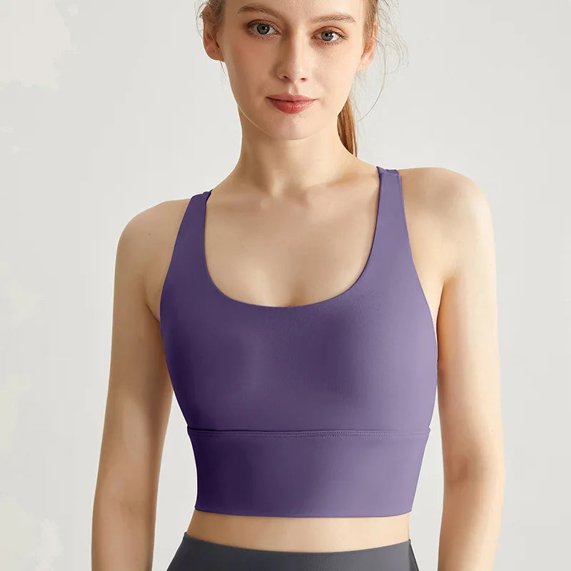 Sports Bra Women Summer Shock-absorbing Gathering Double Breast Strap Yoga Vest Quick Drying Anti Sagging Shaping Fitness Bra