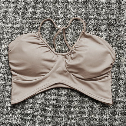 2025 Pad Spandex Nylon Sport Bras Women Sports Bra Gym Gym Fitness Push Up Tank Top Women Cross Yoga Ballet Dance Underwear