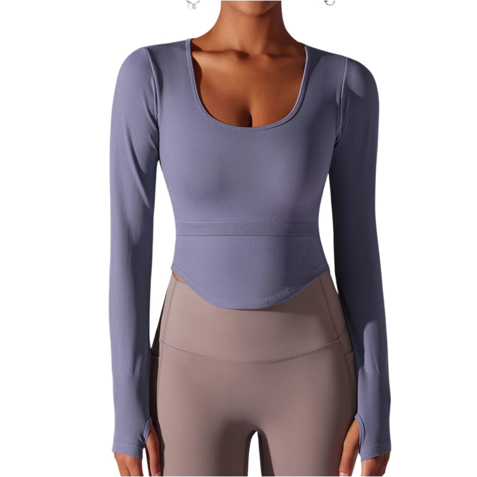 Yoga Clothing Top Women's Sweat Absorbing Long Sleeve Running Fitness New Winter Knitted Solid Color Warm Sports Yoga 2025