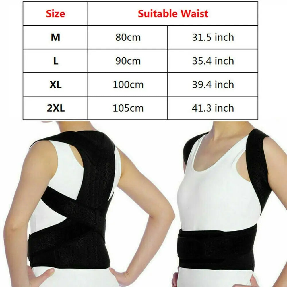 Sports Safety Neoprene Nylon Posture Corrector Black Adjustable Shoulder Brace Prevents Slouching Belt Clavicle Spine