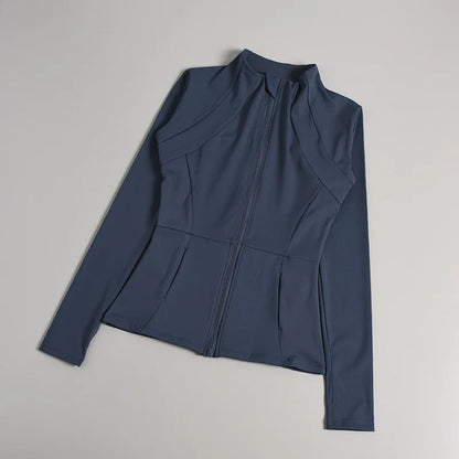 Yoga Suit Women's High-end Standing Collar Long Sleeved Sports Jacket Running Training Fitness Top Windproof Running Suit
