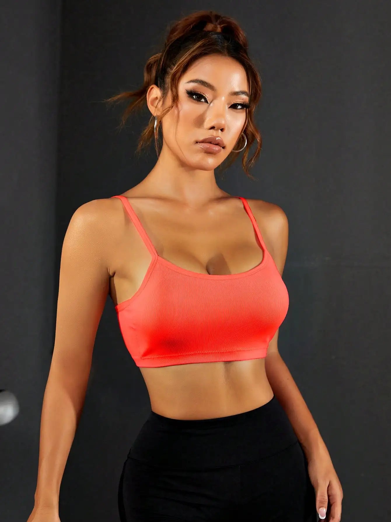 Workout Sports Bras for Women Padded Strappy Open Back Gym Bra Light Impact Yoga Crop Top