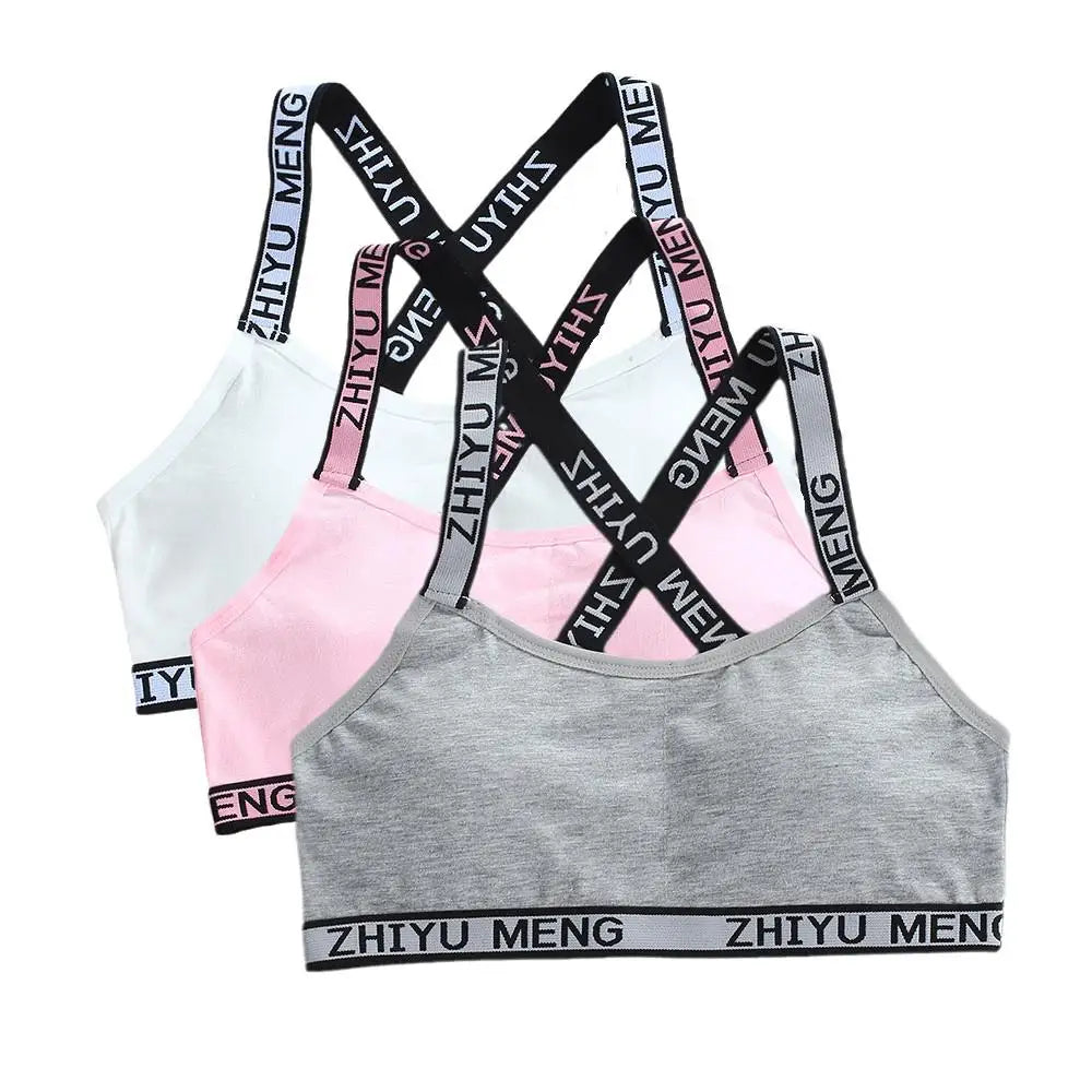 3pcs Puberty Girls Training Bras Kids Maiden Cotton Bra Underwear Teen Camisoles Tube Top Teenage Sport Bras Children's Lingerie
