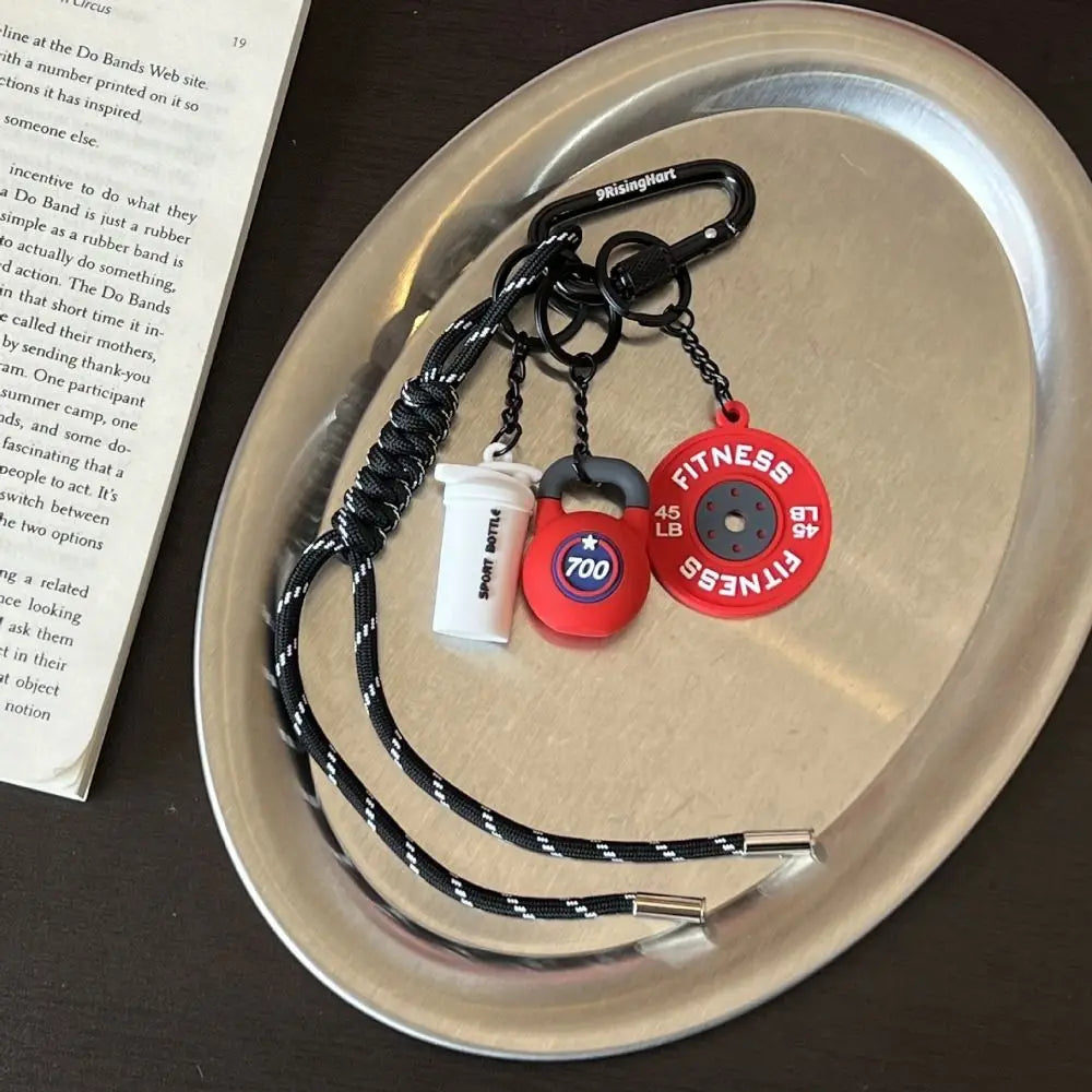 Mini Barbell Plates Key Chain with D-shaped Buckle Kettlebells Simulation Dumbbells Keyring Water Cups Creative