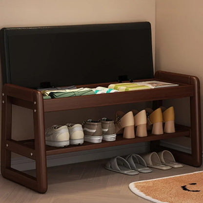 Solid Wood Shoe Bench Breathable Living Room Entryway Thickly Padded Shoe Changing Stool Anti-Collapse Hallway Storage Stools