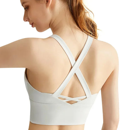 Sports Bra Women Summer Shock-absorbing Gathering Double Breast Strap Yoga Vest Quick Drying Anti Sagging Shaping Fitness Bra