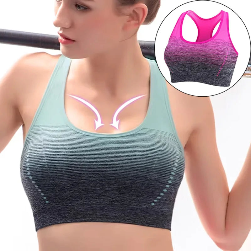 Breathable Sports Bra Top Fitness Women Brassiere Padded Sport Bra Running Gym Seamless Push Up Bras Underwear Shockproof Sport