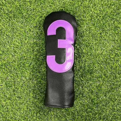 Golf Club Headcover Set - White&Pink Large Number Design for All Clubs