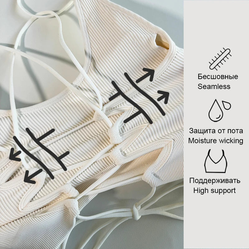 Yoga Sports Bras for Women Open Back Design Padded Crop Top Fitness Push Up Workout Running Gym Tops