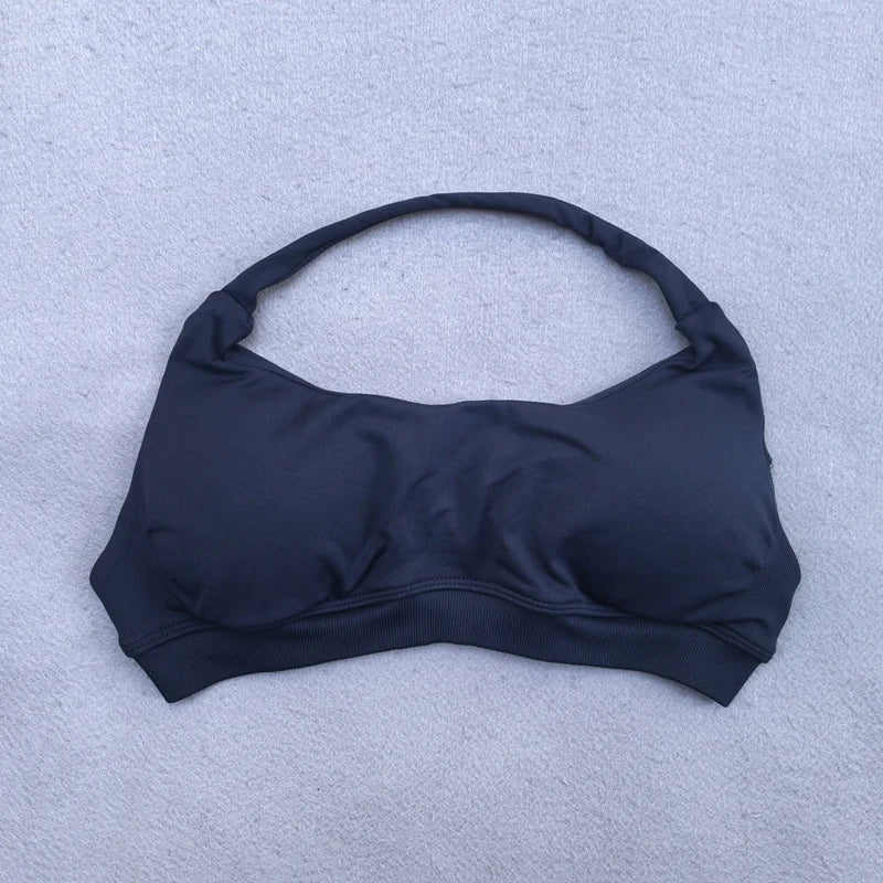 Seamless Halter Sports Bras Running Sexy Open Back Yoga Bra Padded Brassiere Sport Woman Fitness Gym Top Activewear