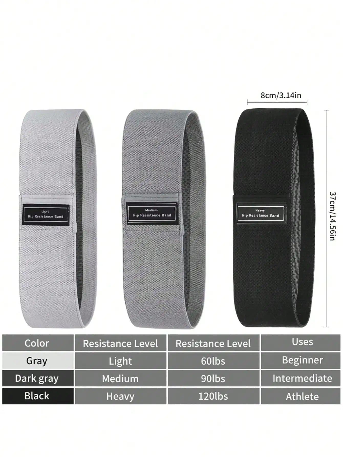 3-Pack Elastic Resistance Band for Legs and Buttocks Training - Ideal Choice for Home Exercise and Body Relaxation, Durable Polyester Blended Material