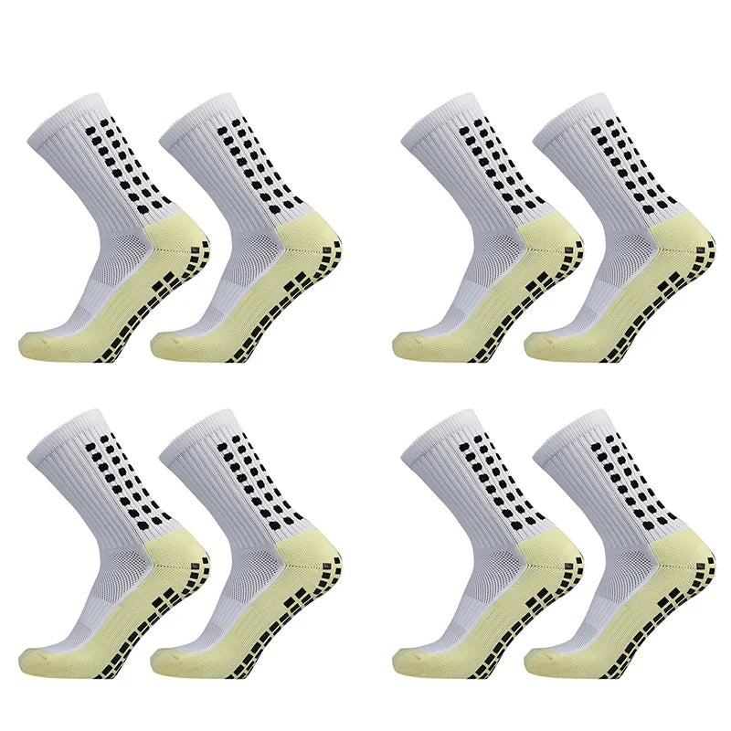4 pairs Anti-slip Soccer Women Men Outdoor Sport Grip Football Yoga Socks
