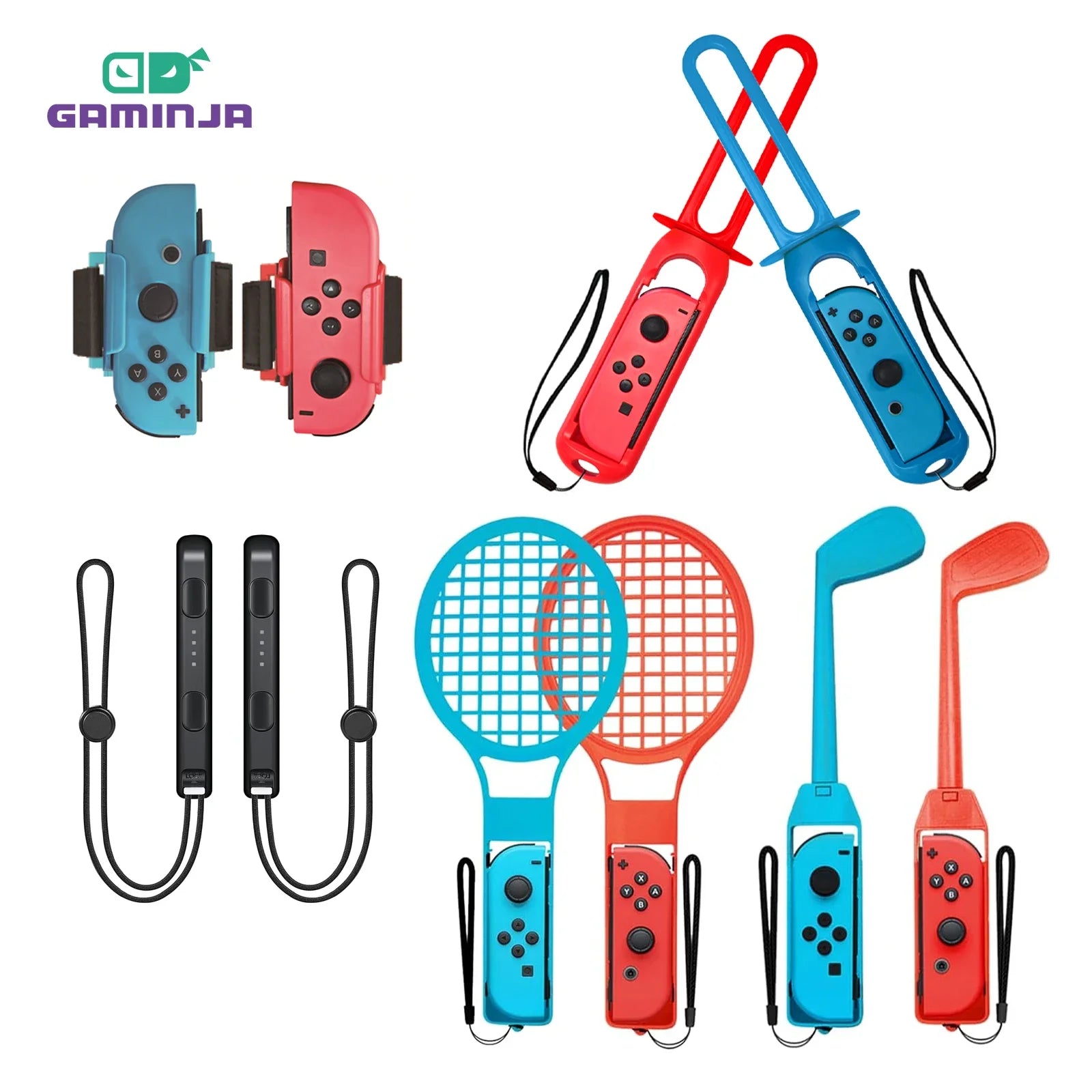 10 in 1 Switch Sports Accessories Bundle for Nintendo Switch Oled Game Sports Accessories Kit with Golf Clubs Golf Clubs