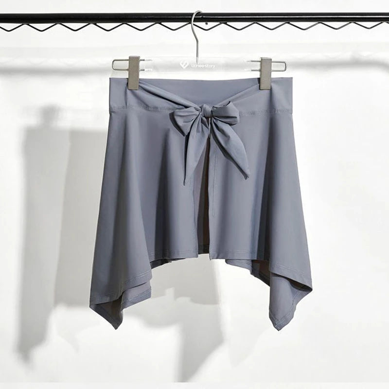 Yoga Base Layer Skirt Hip Cover Tie Up Skirts For Women  Running Wrap Skirts Sports Fitness Dance Short Skirt