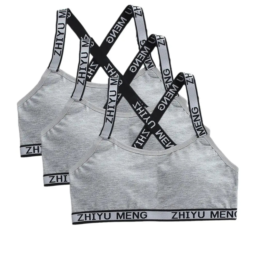 3pcs Puberty Girls Training Bras Kids Maiden Cotton Bra Underwear Teen Camisoles Tube Top Teenage Sport Bras Children's Lingerie