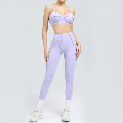 Yoga Sports Fitness Sets High Waist Hip-lifting Trousers Open Back Bra Suit Casual Running Workout Gym Leggings Sexy Sets Women