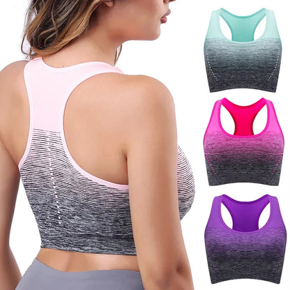 Sports Bra High Stretch Breathable Top Fitness Women Padded for Running Yoga Gym Seamless Crop Bra Gradient Sport Bra