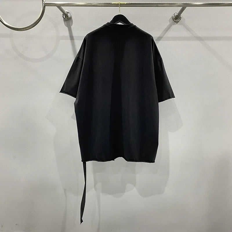 Men's Casual T-shirt Fashion Tees for Man Hole Design Oversized Short Shirt Cotton O-neck Streetwear Men's Clothing