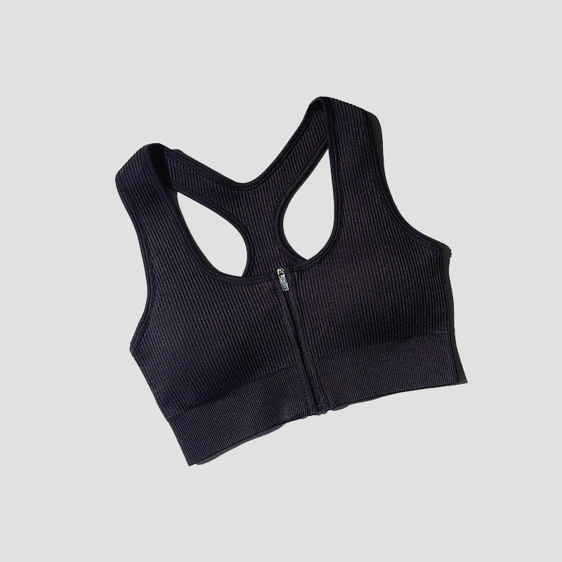 Sports Bra Crop Top Zipper Fitness Women Sportswear Sport Top Bras For Fitness Gym Female Running Push Up Yoga Workout Bra