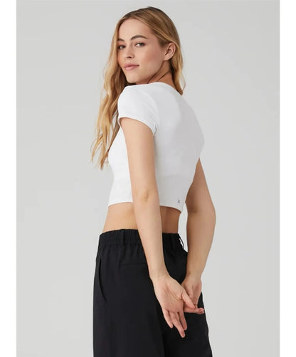 Yoga Top Sport T Shirt Fitness Clothes Short Sleeve Crewneck Skinny T-shirt Summer Casual Tee for Women Cotton Short-Sleeve Tees