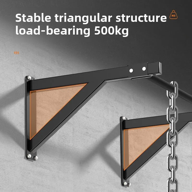 [Stable Triangle Structure] Wall Mounted Horizontal Bar Pull-up Home Indoor and Outdoor Fixed Dual Arm Fitness Equipment