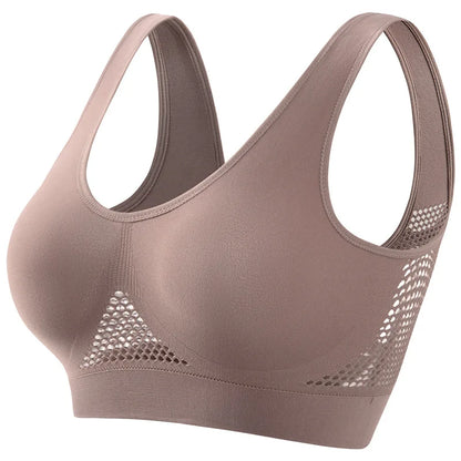 Seamless Bras For Women Breathable Hollow Sports Bra Wireless Crop Top Sexy Lingerie Push Up Brassiere Comfort Tops S-5XL