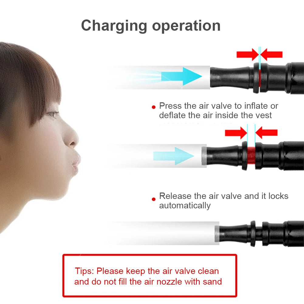 Inflatable Snorkeling Vest Adjustable Water Sports Safety Vest Breathable Inflatable Buoyancy Vest for Swimming Kayaking Boating