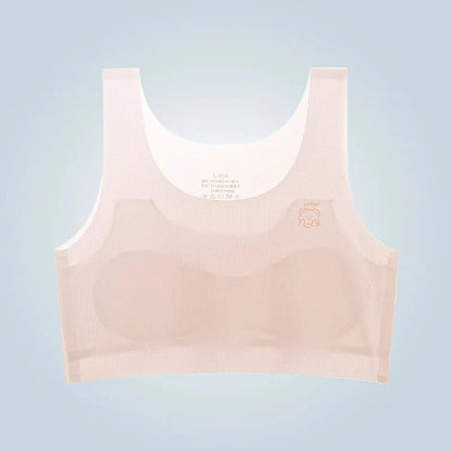 2024 Bra For Teenager Girls New Student Girl Development Period Bra No Steel Ring Girl Sports Tube Top Solid Color Training Bra