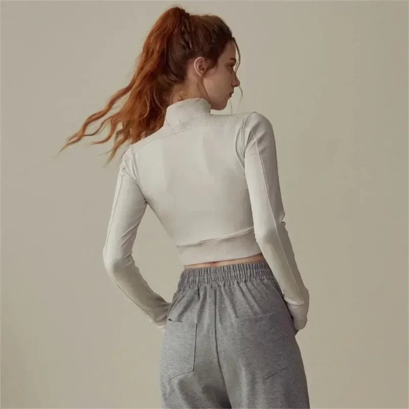 Yoga Sports Tops Jacket Half Zip Tight Long Sleeve Running Fitness Clothes Training Yoga Clothing Jacket