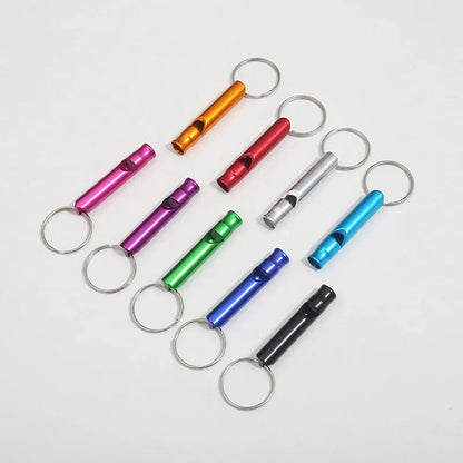 4 Pieces/set of Aluminum Sports Safety Whistle Alloy Small Whistle Keychain Outdoor Survival Camping Emergency