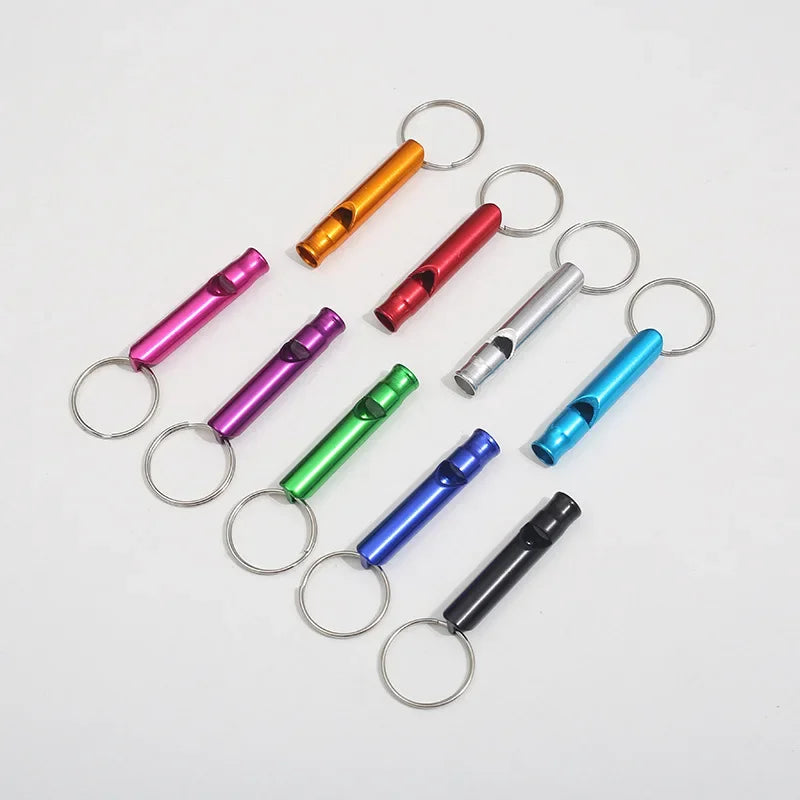 4 Pieces/set of Aluminum Sports Safety Whistle Alloy Small Whistle Keychain Outdoor Survival Camping Emergency