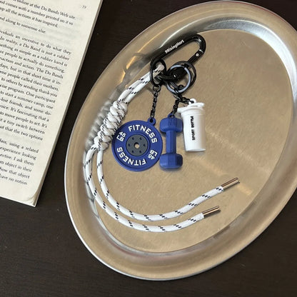 Mini Barbell Plates Key Chain with D-shaped Buckle Kettlebells Simulation Dumbbells Keyring Water Cups Creative