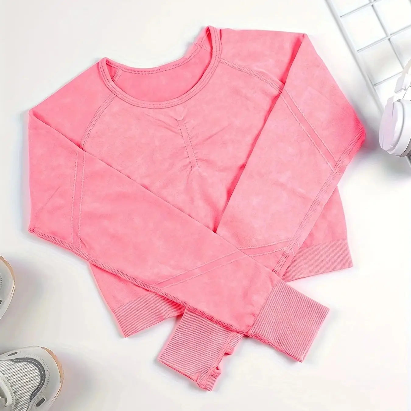 Women Yoga Sports Fitness Long Sleeves Top Gym Clothing Workout Round Neck Tops Sports Shirts Women Seamless Yoga Shirts