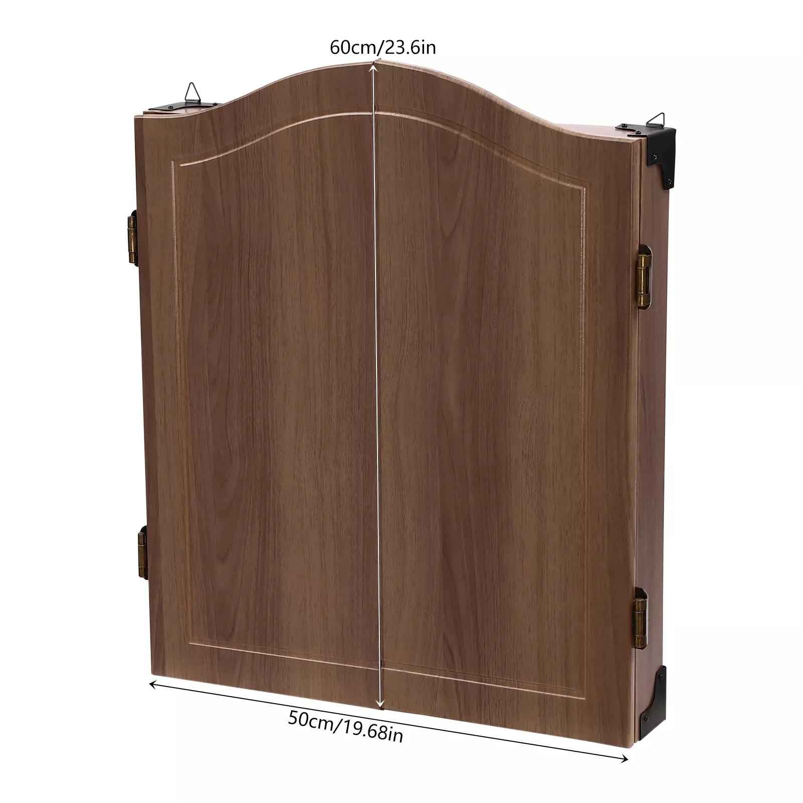 Brown Wall-Mounted Wooden Dartboard with Cabinet & Dart Set, Perfect for Adults