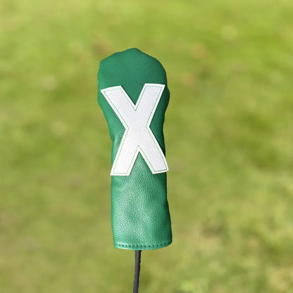 Golf club covers - white and green with large numbers, fits all clubs