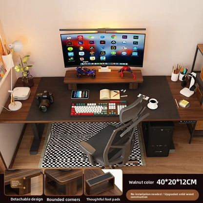 Elevated  Wood Cuter Monitor Stand Desk Base Home Office Desktop Organizer Ra Adjustable Height No Installation