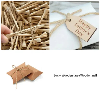 Personalized Golf Tees Custom Engraved Golf Tees Wooden Ball Stud Wedding Gift Favors Father's Day Gift Natural Wood