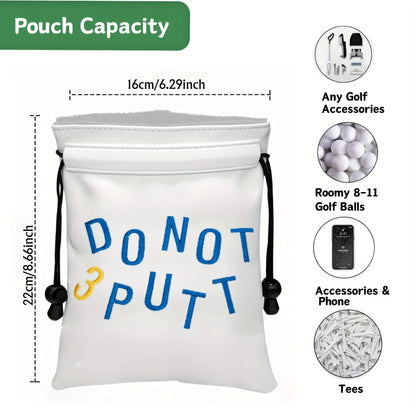 Golf Valuables Bag Made of, Featuring a Drawstring Closure. This Portable Pouch Is Perfect for Golf Balls. Ideal for Golfers, It