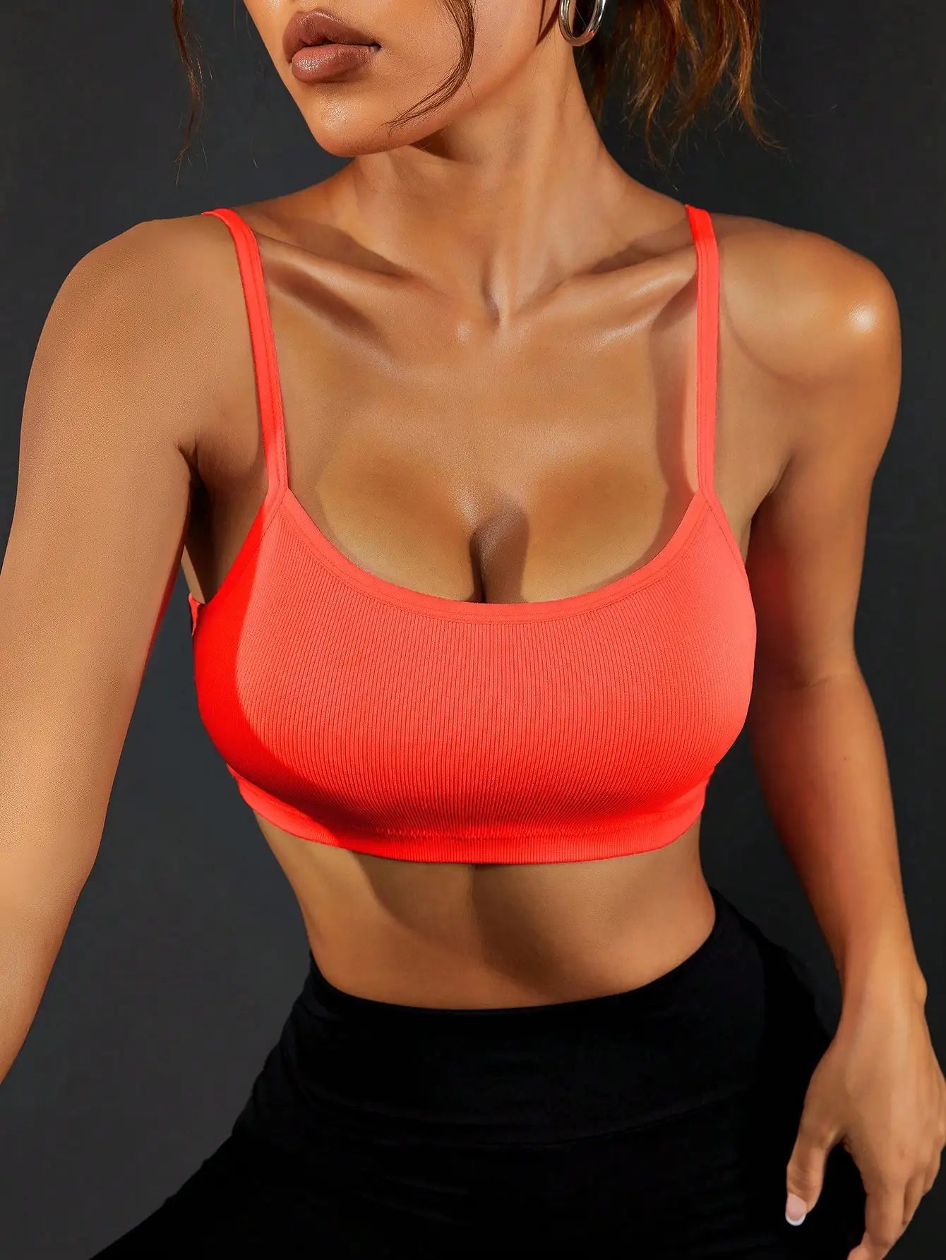 Workout Sports Bras for Women Padded Strappy Open Back Gym Bra Light Impact Yoga Crop Top