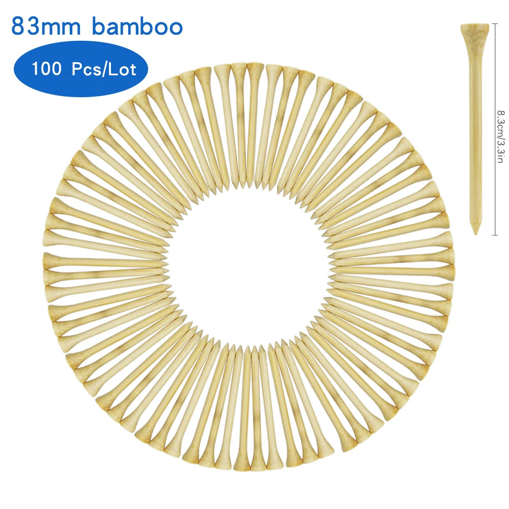 Golf Tees Package of 100 Bamboo Wooden Tees 42mm 54mm 70mm 83mm Length Golf Ball Holder Drop Ship