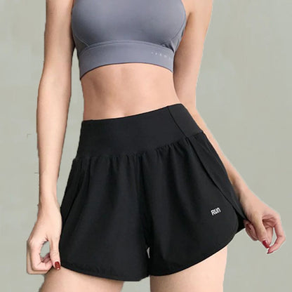Yoga Wear Pockets Sports Shorts Female False Two Pieces Quick Dry Fitness Running Loose Thin Versatile Shorts