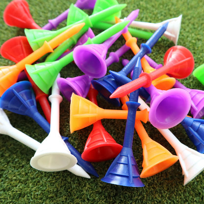 Golf Tees Plastic 3 1/4 inch Upgrade Bulk 50 Pack Reduce Friction Side Spin Durable Stable 83mm Long Tee for Golfer Practice